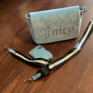 Juicy Couture Heritage Blue Purse with two straps and change pouch